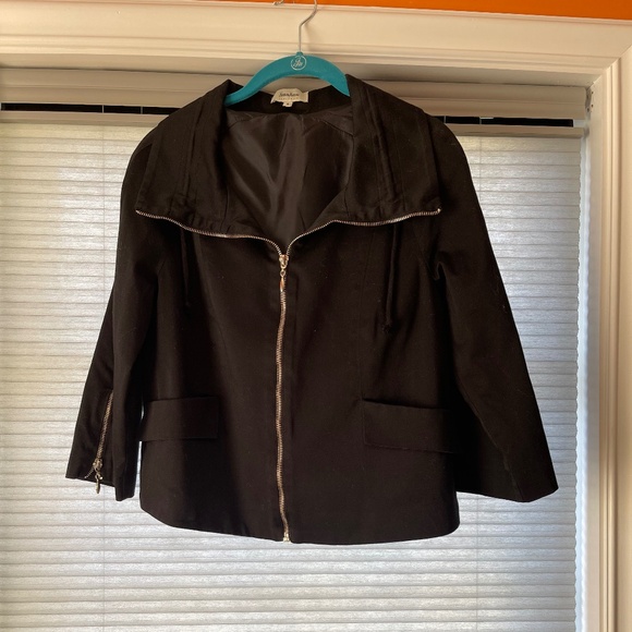 Neiman Marcus Cropped Jacket Moto Style Zip - Picture 1 of 11